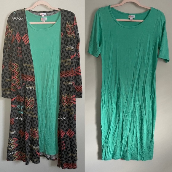 Solid Teal Lularoe Julia Dress - Picture 1 of 11